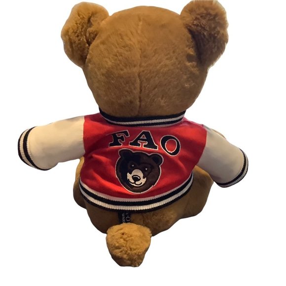 FAO Schwarz Teddy Bear Plush Varsity Jacket 1862 Stuffed Animal 12" Soft Cuddly - Picture 2 of 5